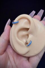 Kadın Turkuaz Taşlı Tragus Helix Kıkırdak Daith Çelik Piercing