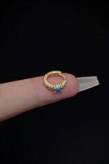 Kadın Gümüş Turkuaz Taşlı Tragus Helix Daith Kıkırdak Çelik Piercing