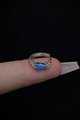 Kadın Turkuaz ve Zirkon Taşlı Tragus Helix Kıkırdak Daith Çelik Piercing