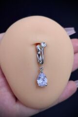 Kadın Damla Zirkon Taşlı Sıkıştırma Deliksiz Belly Göbek Piercing