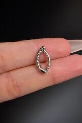 Kadın Gümüş Mineli Tasarım Model Çelik Göbek Piercing