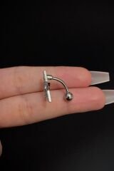 Kadın Gümüş Renk Üstten Yıldız Figürlü Cerrahi Çelik Göbek Piercing
