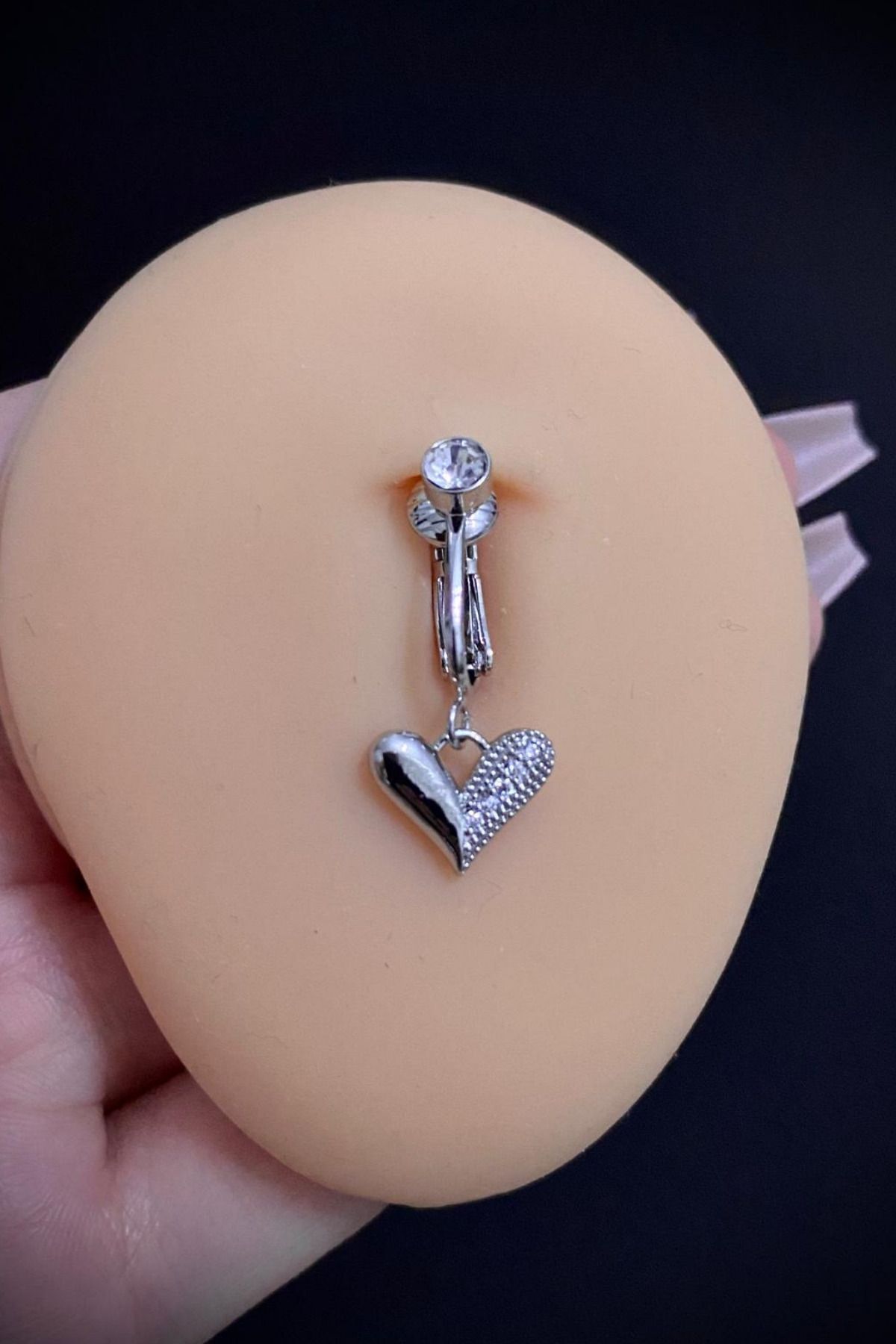 Kadın Tombul Kalp Figürlü Fake Sıkıştırma Deliksiz Belly Göbek Piercing