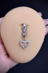 Kadın Taşlı Kalp Fake Sıkıştırma Deliksiz Belly Göbek Piercing