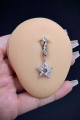 Kadın Yıldız Zirkon Taşlı Sıkıştırma Deliksiz Belly Göbek Piercing