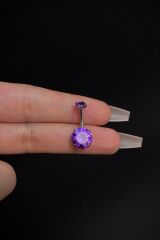Kadın Gümüş Yuvarlak Zirkon Taşlı Belly Çelik Göbek Piercing