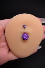 Kadın Gümüş Yuvarlak Zirkon Taşlı Belly Çelik Göbek Piercing