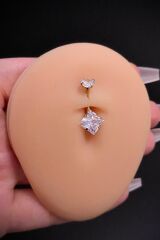 Kadın Gold Yıldız Zirkon Taşlı Belly Çelik Göbek Piercing