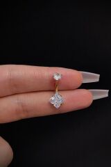 Kadın Gold Yıldız Zirkon Taşlı Belly Çelik Göbek Piercing