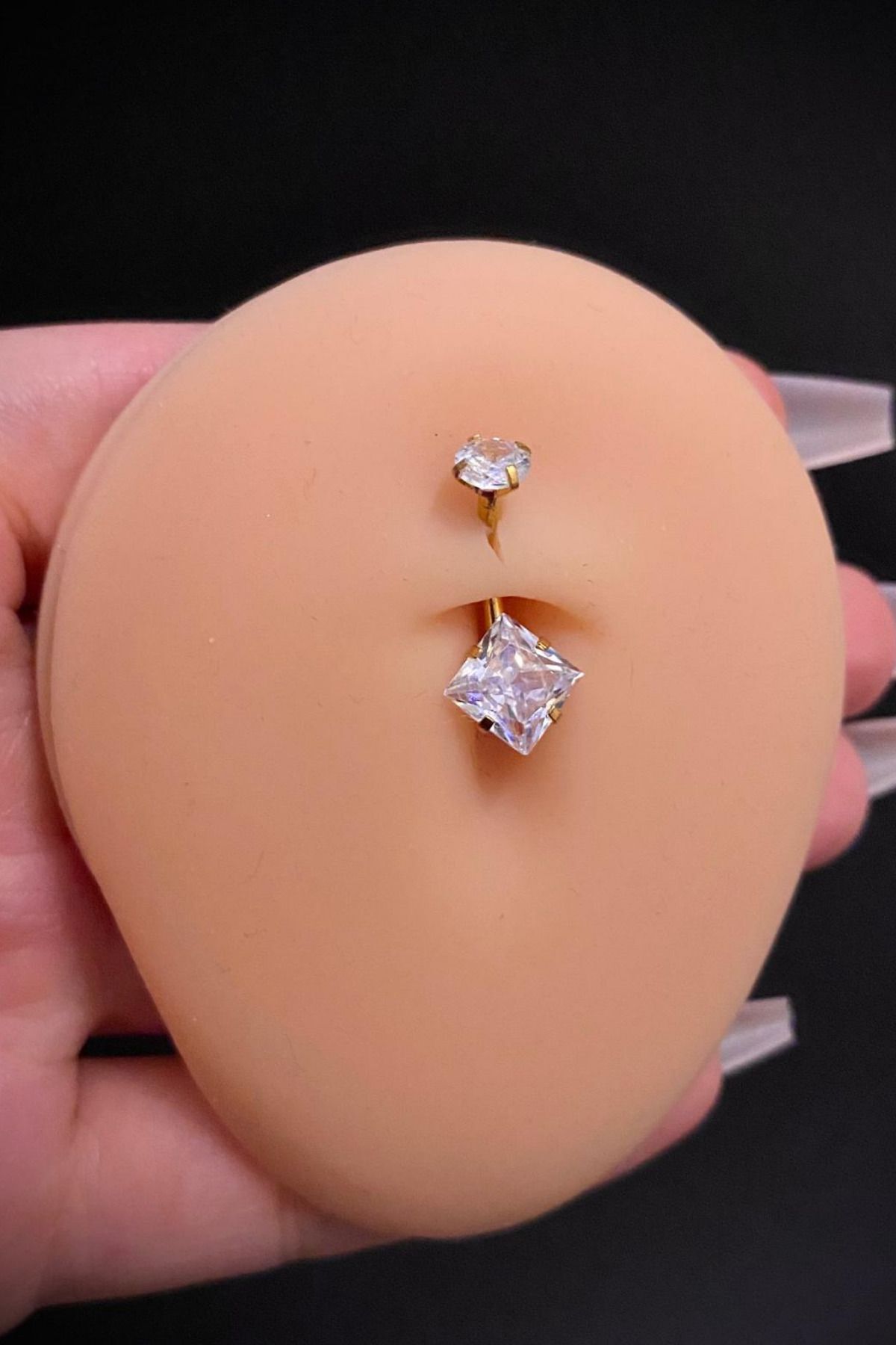 Kadın Gold Yıldız Zirkon Taşlı Belly Çelik Göbek Piercing