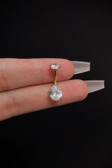 Kadın Gold Damla Zirkon Taşlı Belly Cerrahi Çelik Göbek Piercing
