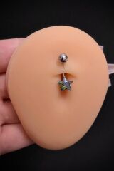 Kadın Gümüş Gökkuşağı Yıldız Taşlı Belly Cerrahi Çelik Göbek Piercing
