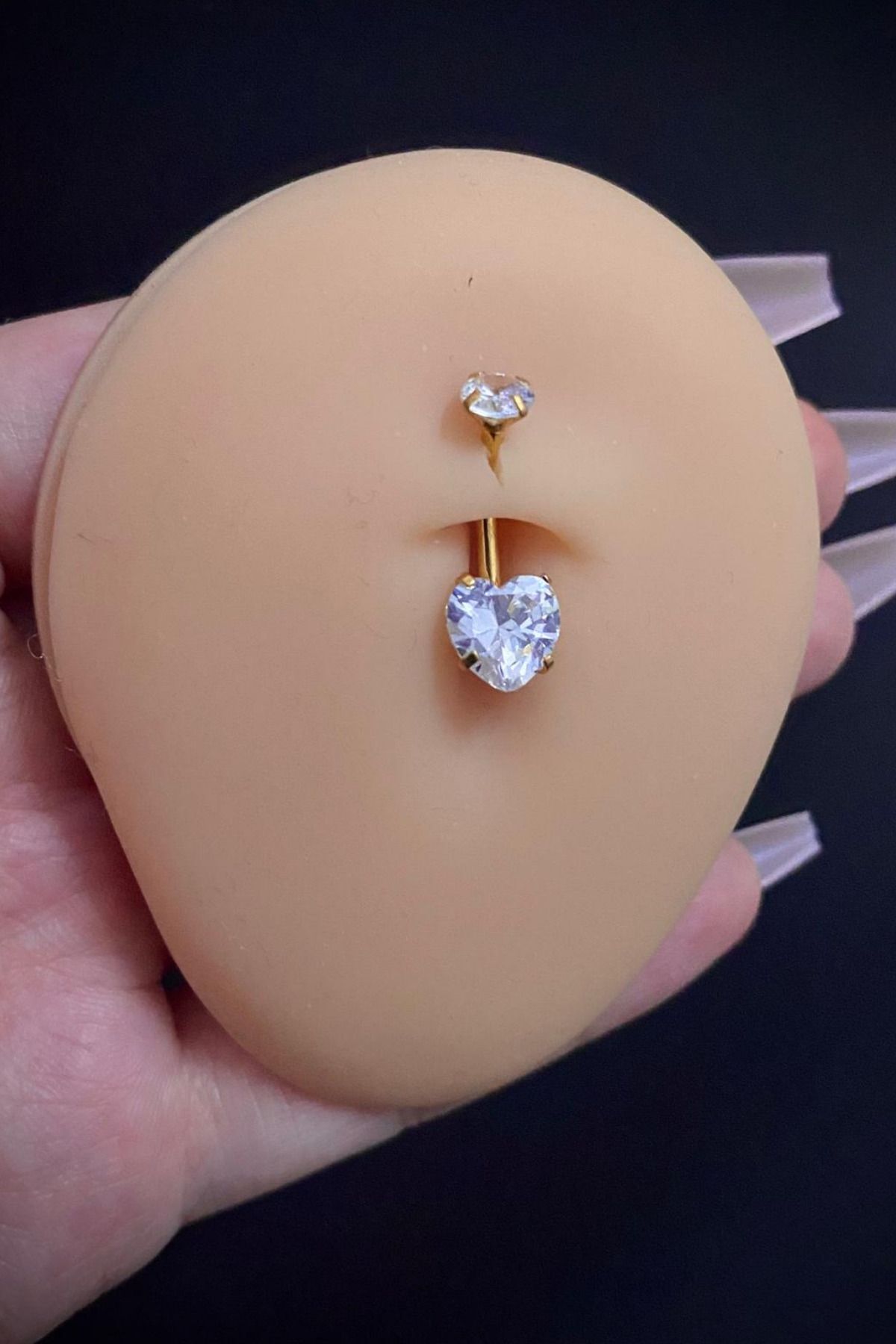 Kadın Gold Zirkon Kalp Taşlı Belly Cerrahi Çelik Göbek Piercing