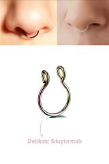 Unisex Cerrahi Çelik Sıkıştırma Kıkırdak Septum Hızma Burun Deliksiz Piercing