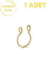 Unisex Cerrahi Çelik Sıkıştırma Kıkırdak Septum Hızma Burun Deliksiz Fake Piercing