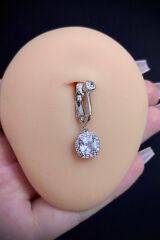 Kadın Baget Zirkon Taşlı Sıkıştırma Deliksiz Belly Göbek Piercing