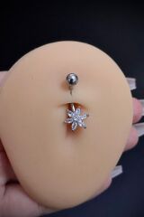 Kadın Gümüş Cerrahi Çelik Çiçek Figürlü Belly Göbek Piercing