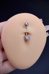 Kadın Gümüş Cerrahi Çelik Kalp Tasarım Belly Çelik Göbek Piercing