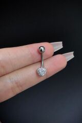 Kadın Gümüş Cerrahi Çelik Kalp Tasarım Belly Çelik Göbek Piercing