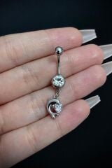 Kadın Gümüş Yunus Balığı Figürlü Sallantılı Belly Çelik Göbek Piercing
