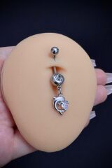 Kadın Gümüş Yunus Balığı Figürlü Sallantılı Belly Çelik Göbek Piercing