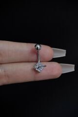 Kadın Gümüş Cerrahi Çelik Zirkon Taşlı Belly Göbek Piercing