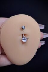 Kadın Gümüş Cerrahi Çelik Zirkon Taşlı Belly Göbek Piercing