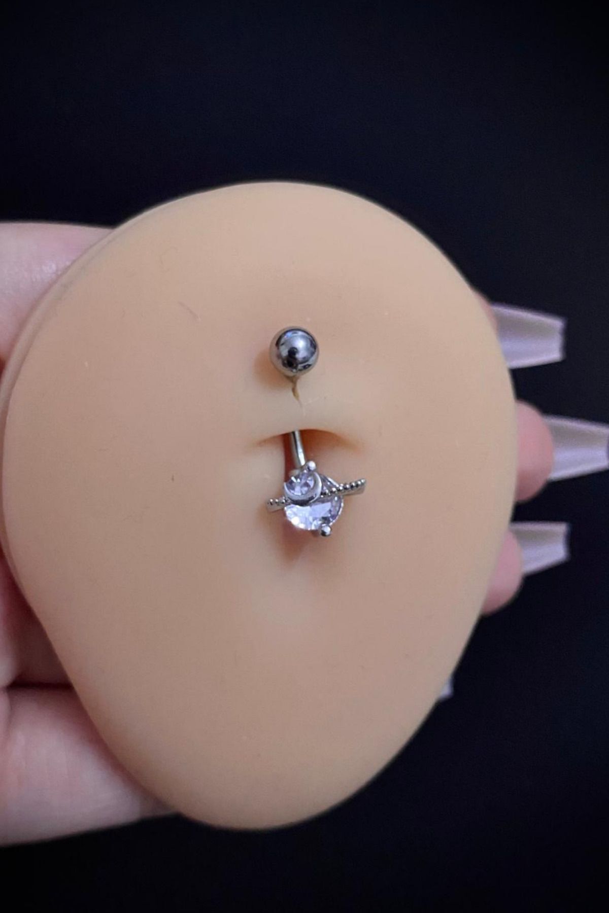 Kadın Gümüş Cerrahi Çelik Zirkon Taşlı Belly Göbek Piercing