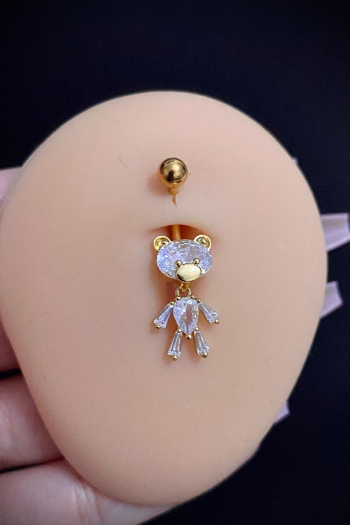 Kadın Cerrahi Çelik Sevimli Ayıcık Figürlü Sallantılı Belly Göbek Piercing