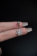 Kadın Cerrahi Çelik Kar Tanesi Figürlü Taşlı Belly Göbek Piercing