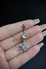 Kadın Cerrahi Çelik Papatya Figürlü Sallantılı Belly Göbek Piercing
