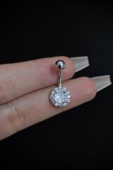 Kadın Cerrahi Çelik Yuvarlak Taşlı Belly Göbek Piercing