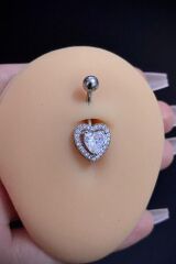 Kadın Cerrahi Çelik Kalp Zirkon Taşlı Belly Göbek Piercing