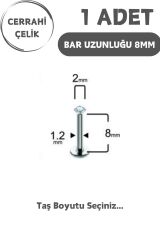 Cerrahi Çelik 8mm Zirkon Taş Tragus Helix Kulak Kıkırdak Flat Conch Dudak Burun Snake Bites Piercing