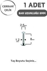 Cerrahi Çelik 8mm Zirkon Taş Tragus Helix Kulak Kıkırdak Flat Conch Dudak Burun Snake Bites Piercing