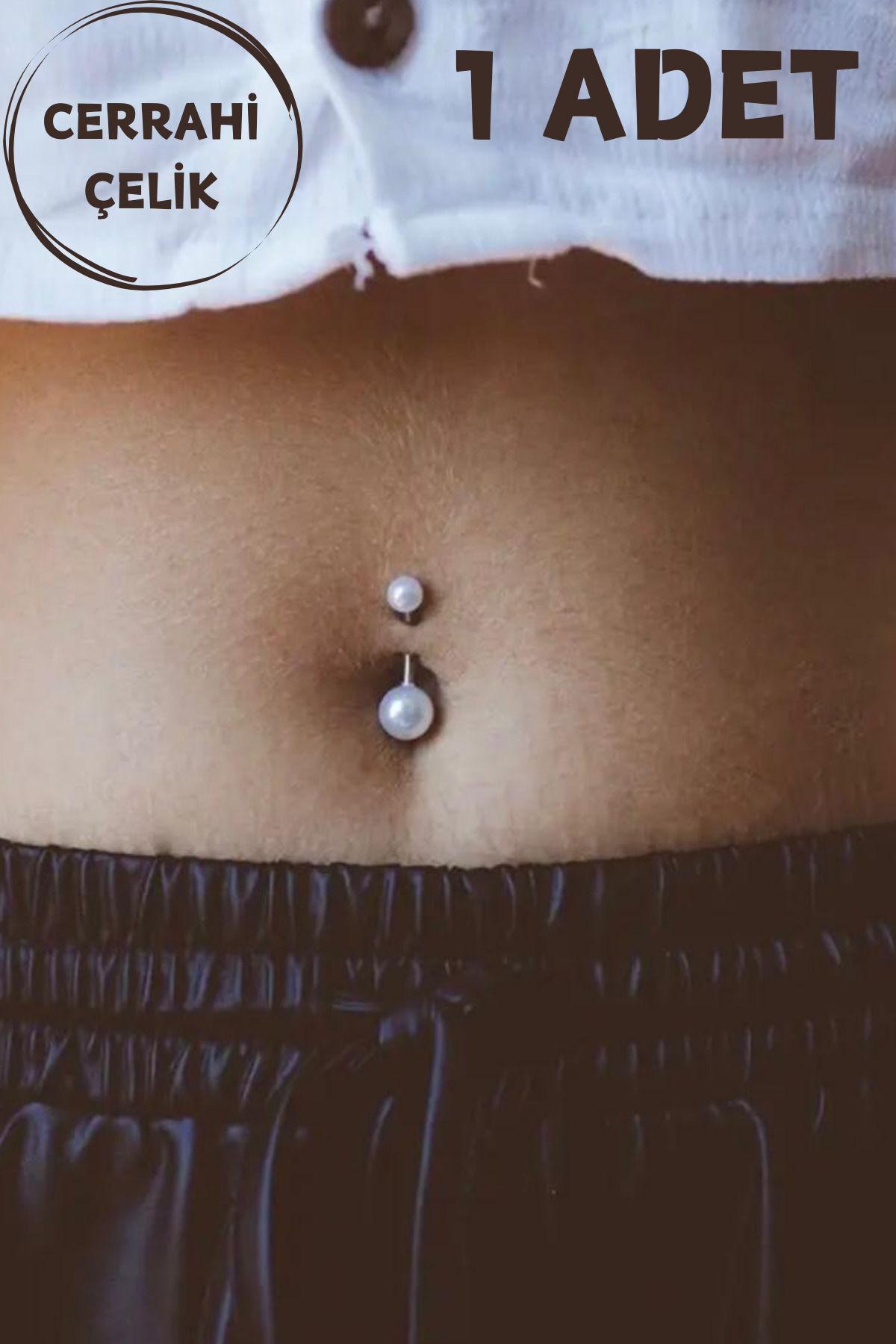 Kadın Gümüş Cerrahi Çelik İnci Taşlı Belly Göbek Piercing