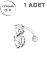 Kadın Cerrahi Çelik Sıralı Kalp Zirkon Taşlı Belly Göbek Piercing