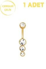 Kadın Cerrahi Çelik Sıralı Taşlı Sarkaç Model Belly Göbek Piercing