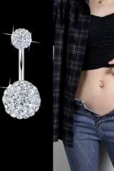 Kadın Cerrahi Çelik Şambala Taşlı Belly Göbek Piercing