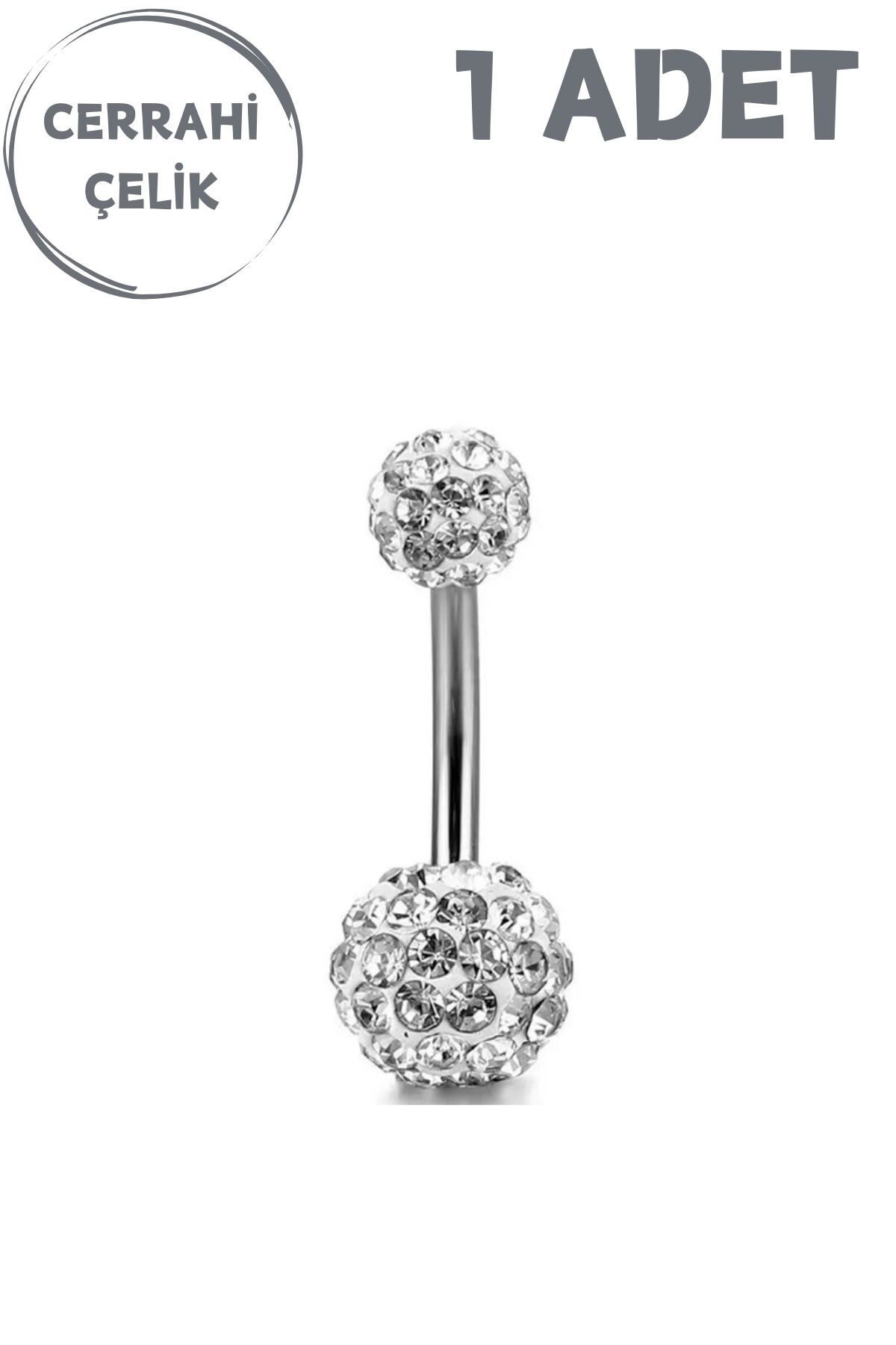 Kadın Cerrahi Çelik Şambala Taşlı Belly Göbek Piercing