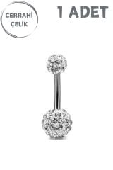 Kadın Cerrahi Çelik Şambala Taşlı Belly Göbek Piercing