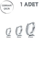 Unisex Gümüş Zirkon Taşlı Tragus Helix Conch Kıkırdak Rook Burun Halka Piercing