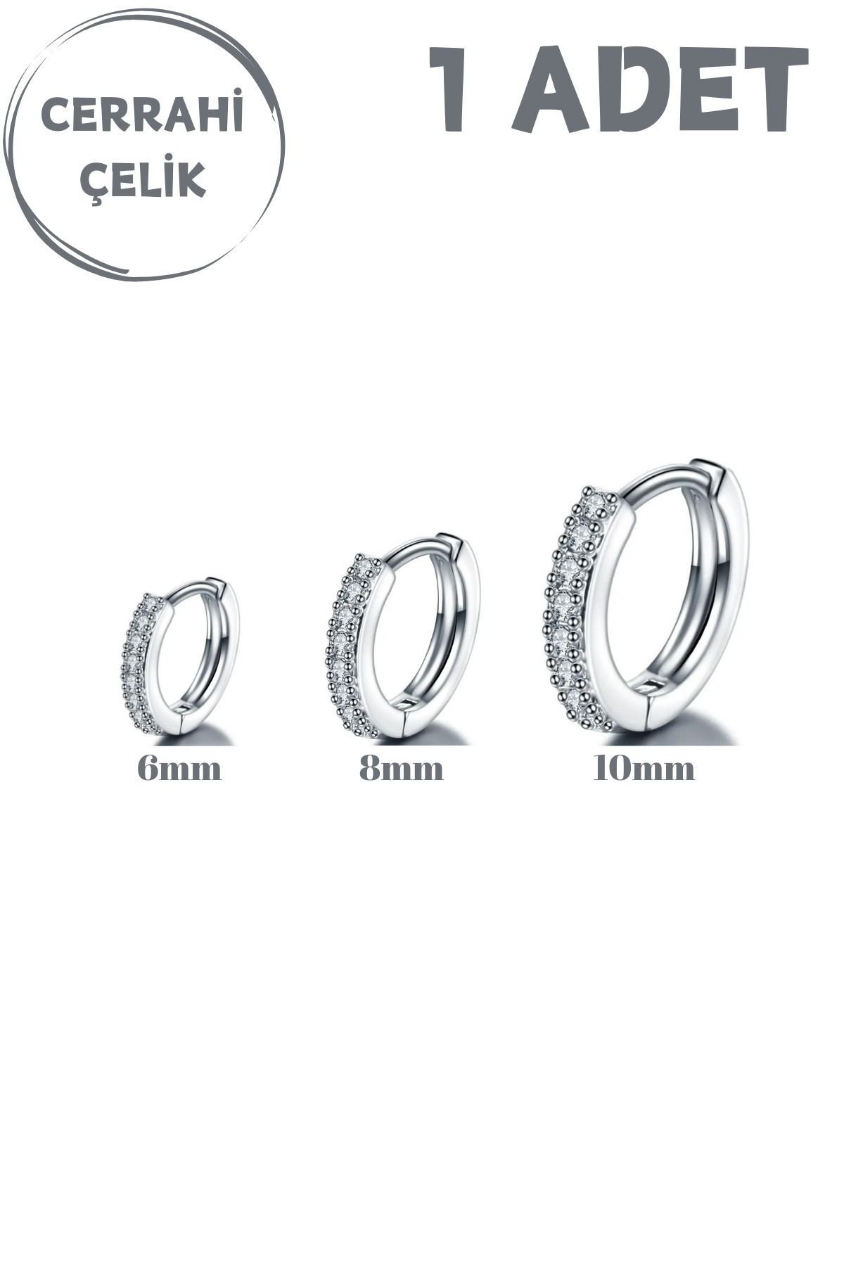Unisex Gümüş Zirkon Taşlı Tragus Helix Conch Kıkırdak Rook Burun Halka Piercing