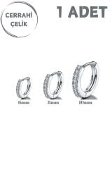 Unisex Gümüş Zirkon Taşlı Tragus Helix Conch Kıkırdak Rook Burun Halka Piercing
