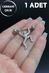 Kadın Gri Tırmanan Adam Figürlü Meme Ucu Nipple Piercing