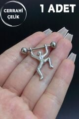 Kadın Gri Tırmanan Adam Figürlü Meme Ucu Nipple Piercing