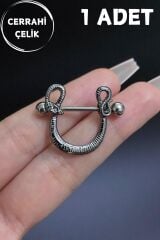 Kadın Gümüş Sarmal Yılan Figürlü Meme Ucu Nipple Piercing