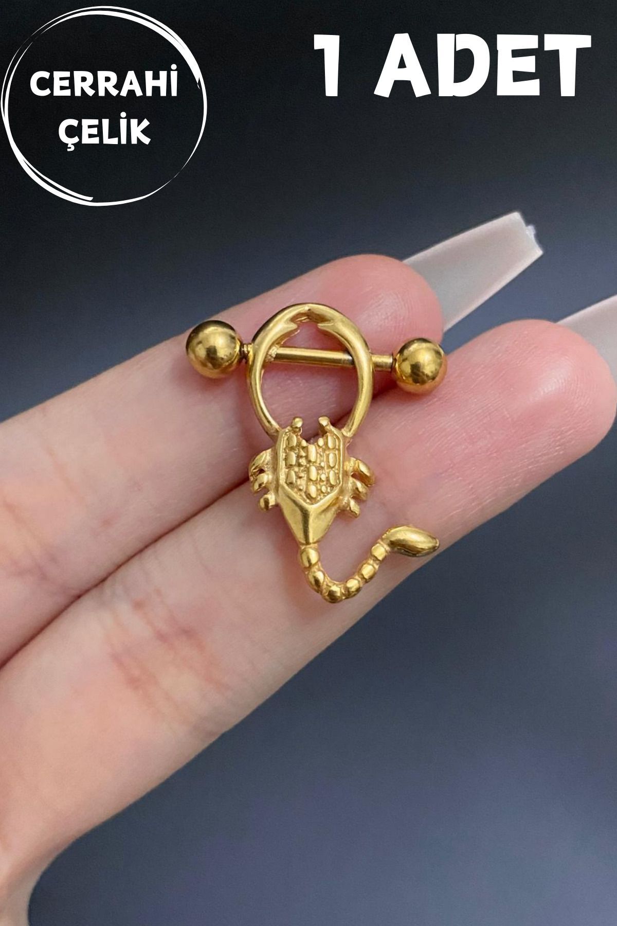 Kadın Cerrahi Çelik Akrep Figürlü Meme Ucu Nipple Piercing
