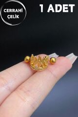 Kadın Cerrahi Çelik Zirkon Taşlı Taç Figür Meme Ucu Nipple Piercing
