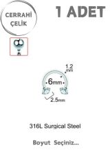 Unisex Cerrahi Çelik Zirkon Taşlı 2.5mm Septum Dudak Tragus Helix Kıkırdak Halka Piercing